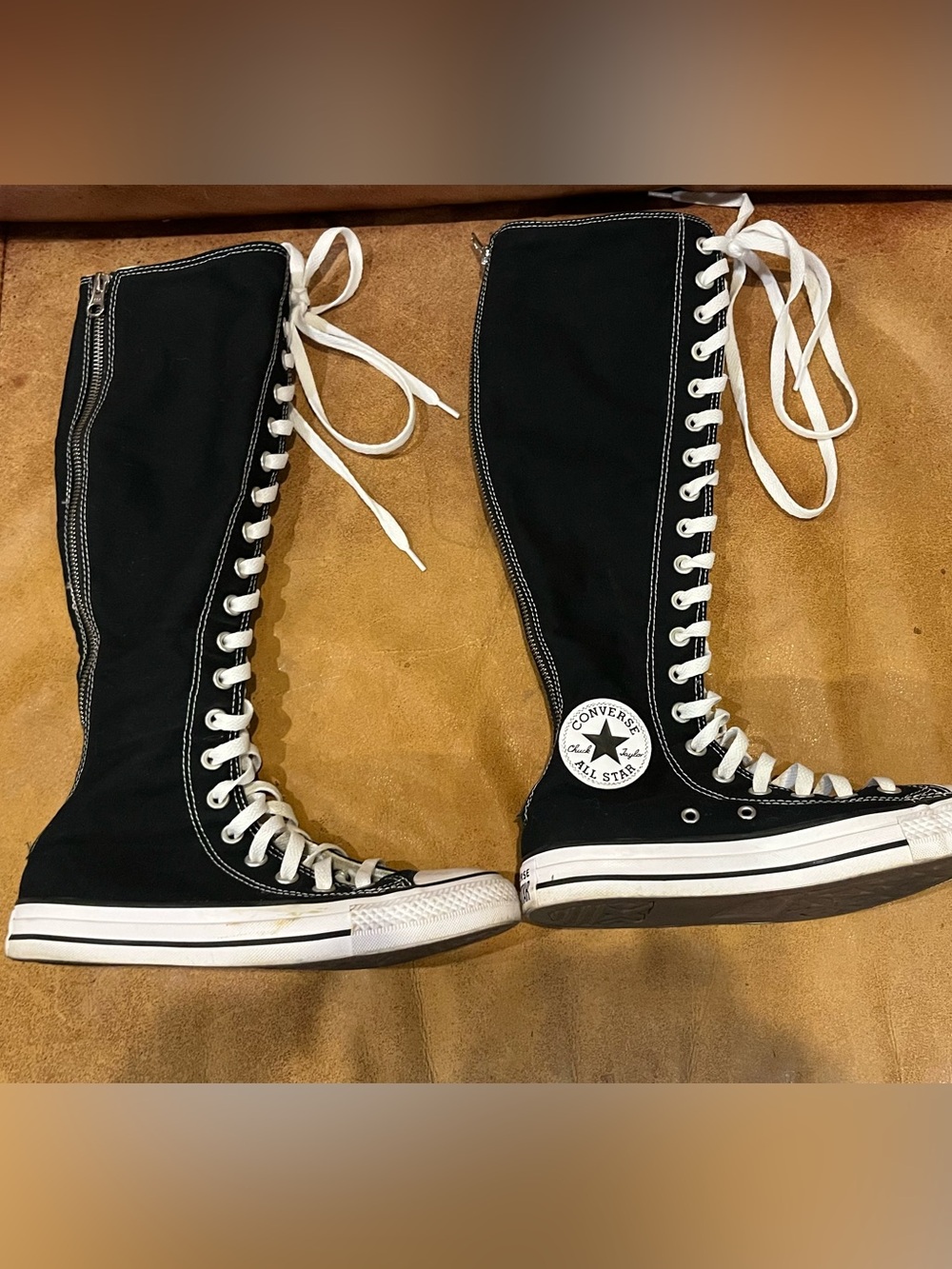 Converse Women's Black Knee-High Lace-Up Sneakers EUC SIZE 6.5